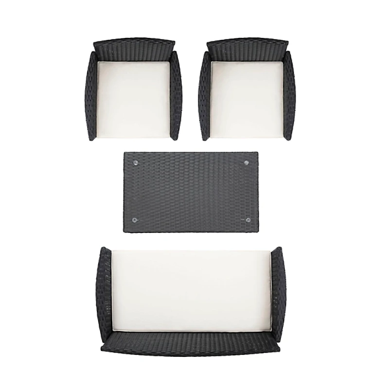 SAFAVIEH Black Box Wicker 4-pc. Outdoor Living Set