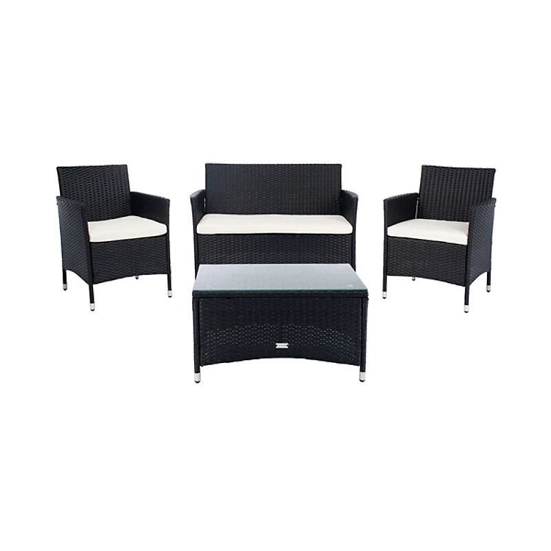 SAFAVIEH Black Box Wicker 4-pc. Outdoor Living Set