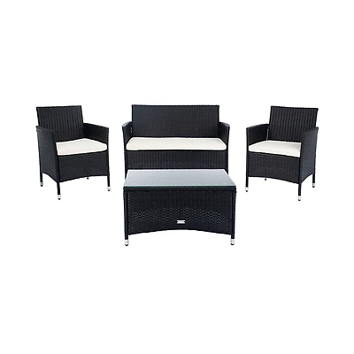 SAFAVIEH Black Box Wicker 4-pc. Outdoor Living Set