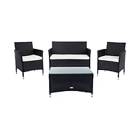 SAFAVIEH Black Box Wicker 4-pc. Outdoor Living Set