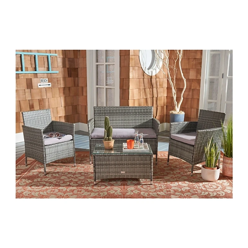 SAFAVIEH Gray Box Wicker 4-pc. Outdoor Living Set