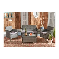 SAFAVIEH Gray Box Wicker 4-pc. Outdoor Living Set