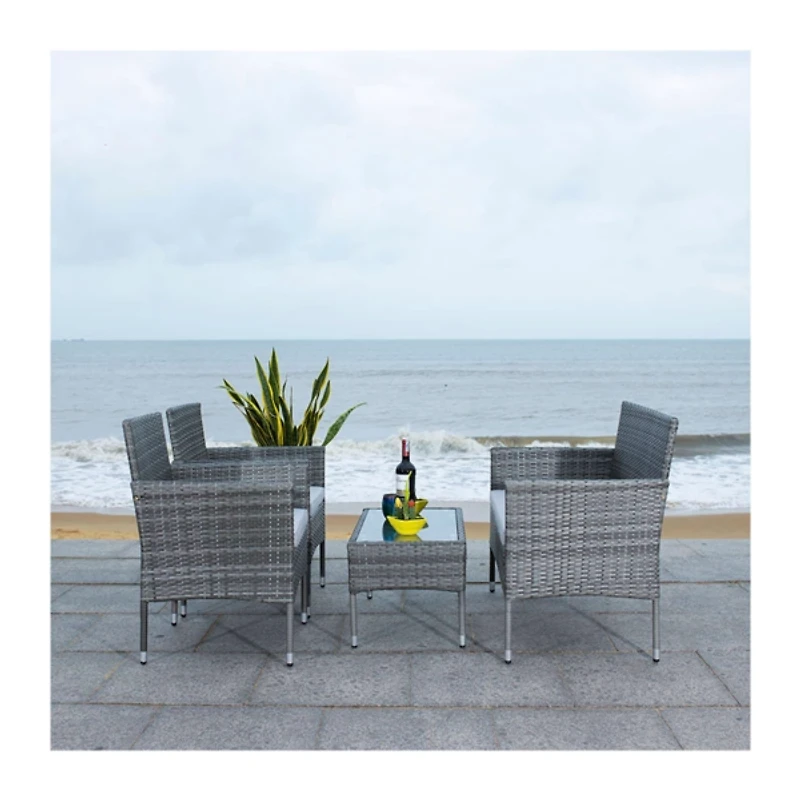 SAFAVIEH Gray Box Wicker 4-pc. Outdoor Living Set