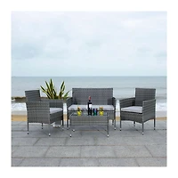 SAFAVIEH Gray Box Wicker 4-pc. Outdoor Living Set