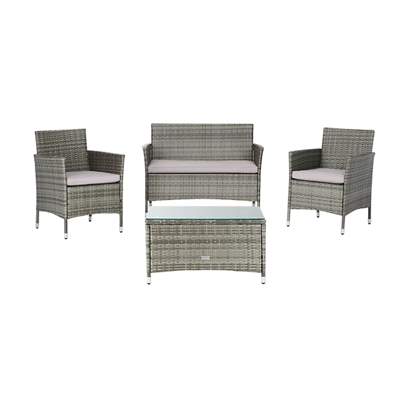 SAFAVIEH Gray Box Wicker 4-pc. Outdoor Living Set