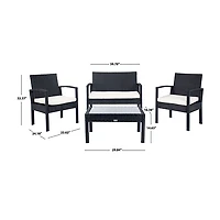 SAFAVIEH Black Wicker Frame 4-pc. Outdoor Set