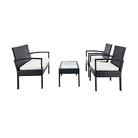 SAFAVIEH Black Wicker Frame 4-pc. Outdoor Set