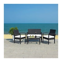 SAFAVIEH Black Wicker Frame 4-pc. Outdoor Set