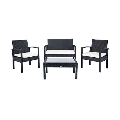 SAFAVIEH Black Wicker Frame 4-pc. Outdoor Set