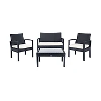 SAFAVIEH Black Wicker Frame 4-pc. Outdoor Set
