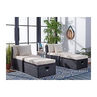 SAFAVIEH Black Wicker Chaises & Ottoman, Set of 2