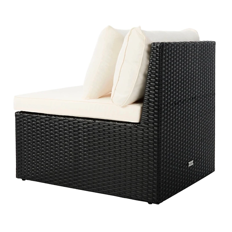 SAFAVIEH Black Wicker Chaises & Ottoman, Set of 2