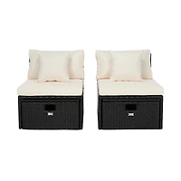 SAFAVIEH Black Wicker Chaises & Ottoman, Set of 2