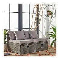 SAFAVIEH Gray Wicker Chaises with Ottoman Set