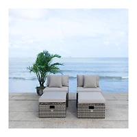 SAFAVIEH Gray Wicker Chaises with Ottoman Set