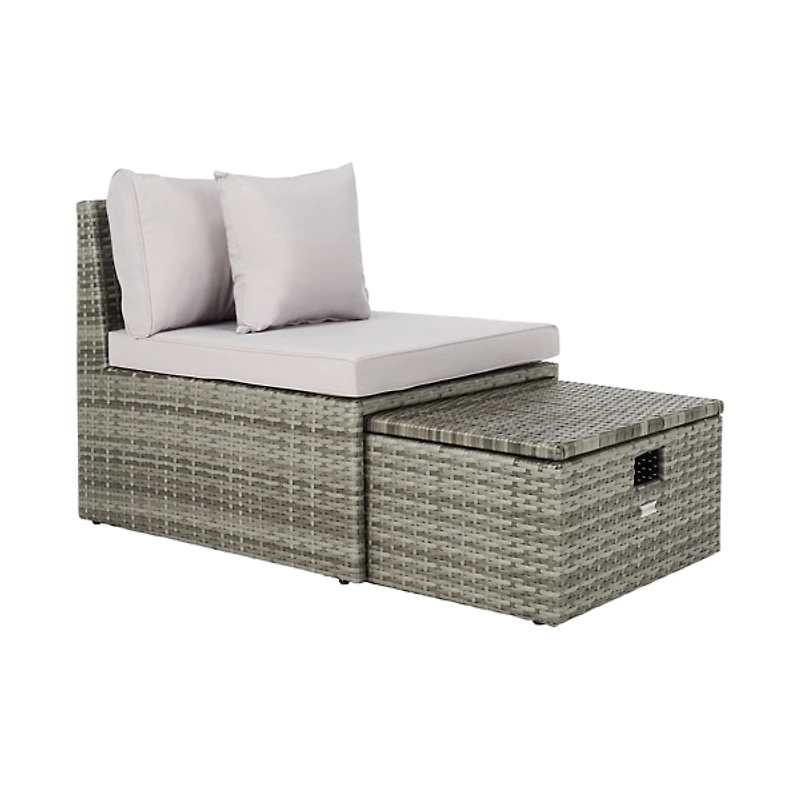 SAFAVIEH Gray Wicker Chaises with Ottoman Set