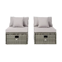 SAFAVIEH Gray Wicker Chaises with Ottoman Set