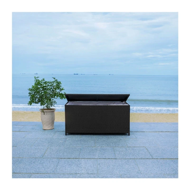 Black Wicker Outdoor Storage Box