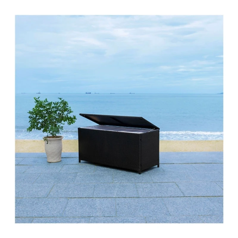 Black Wicker Outdoor Storage Box