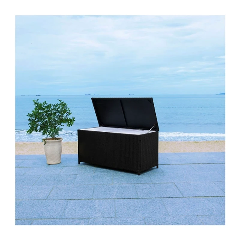 Black Wicker Outdoor Storage Box