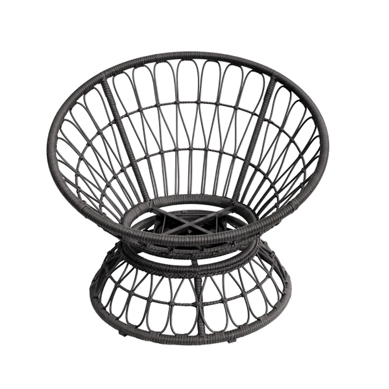 Espresso Resin Wicker Swivel Chair