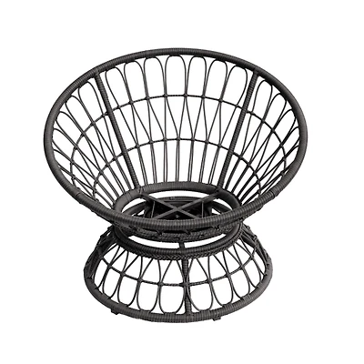 Espresso Resin Wicker Swivel Chair