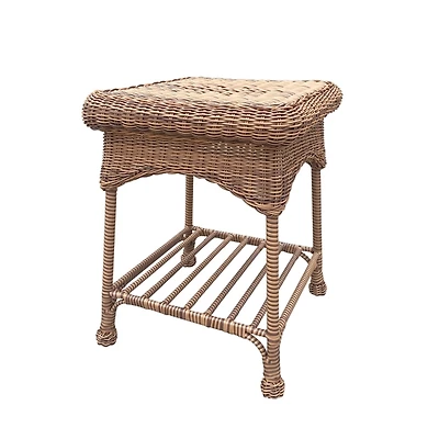 Honey Resin Wicker and Metal Accent Table