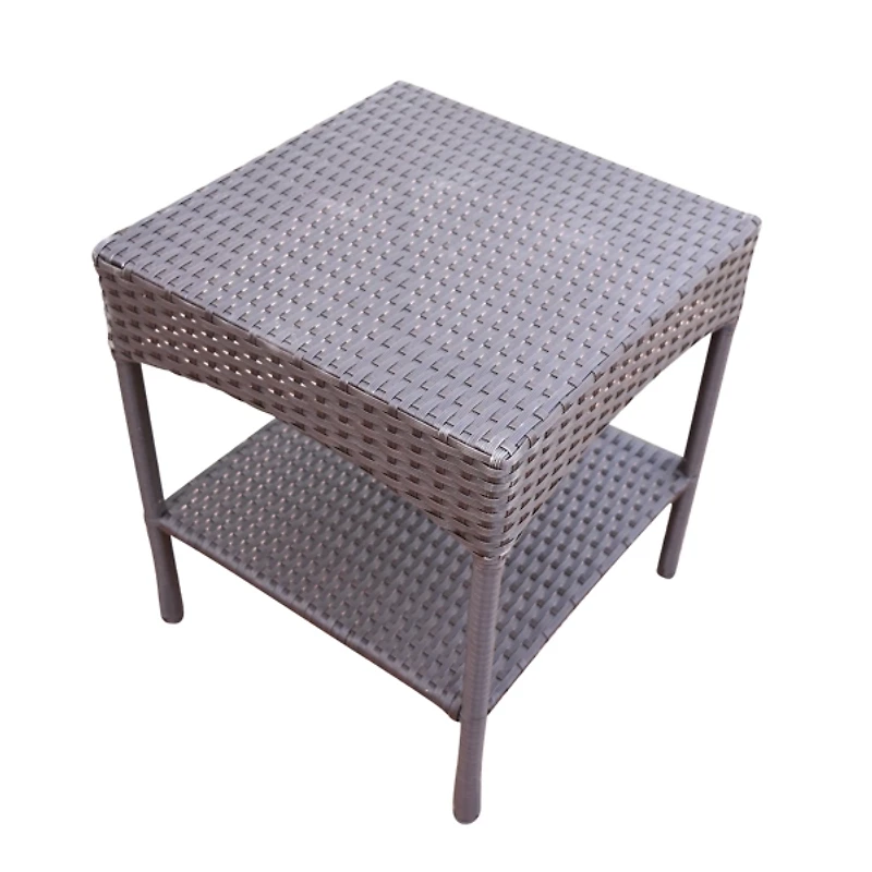 Espresso Resin Wicker Side Table
