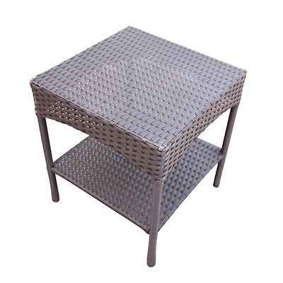 Espresso Resin Wicker Side Table