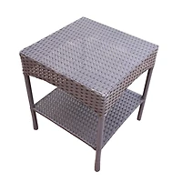 Espresso Resin Wicker Side Table