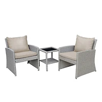 Gray and Tan 3-pc. Wicker Chat Set
