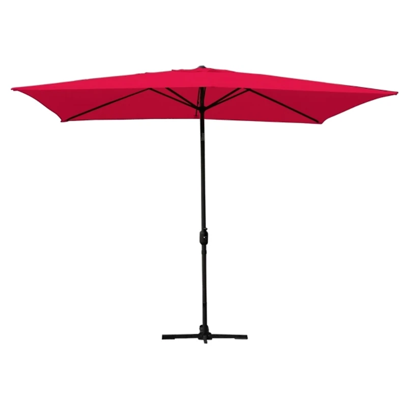Red & Black 10 ft. Hand Crank Tilt Umbrella