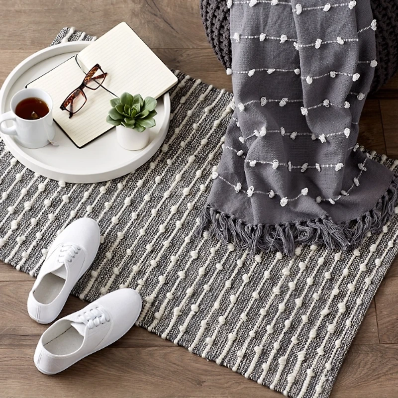 Gray Recycled Cotton Accent Rug, 2x3