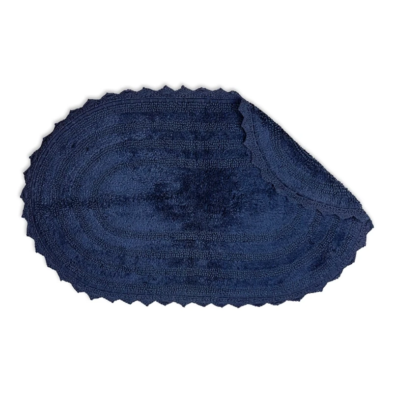 Oval French Blue Crochet Bath Mat