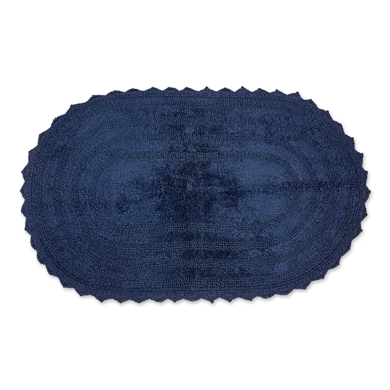 Oval French Blue Crochet Bath Mat