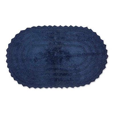 Oval French Blue Crochet Bath Mat