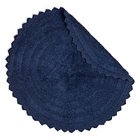 Round French Blue Crochet Bath Mat, 28 in.