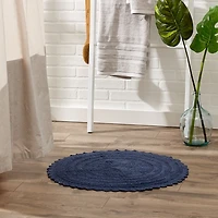 Round French Blue Crochet Bath Mat, 28 in.