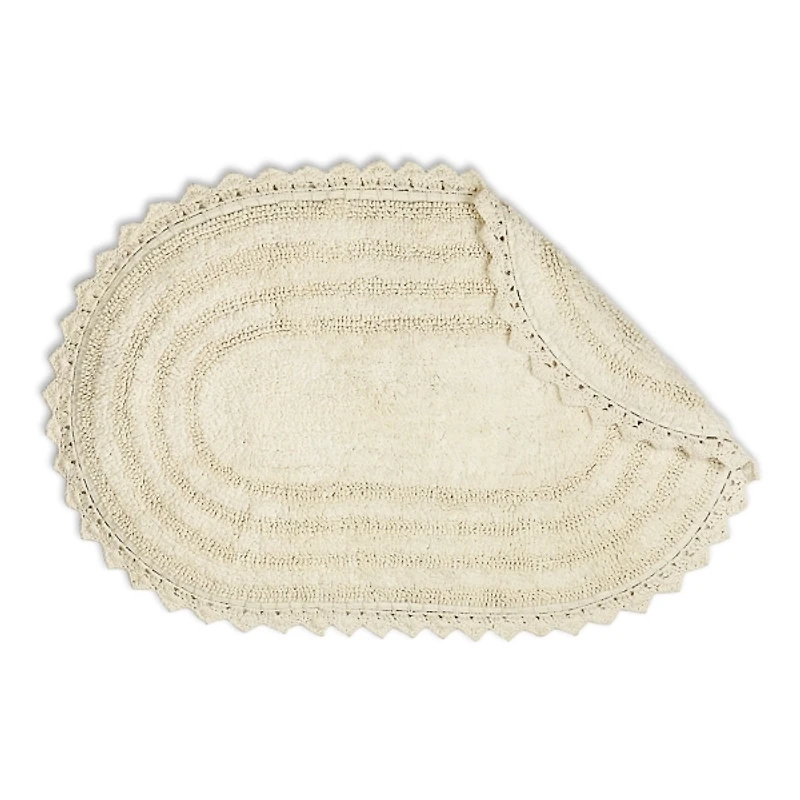 Oval Classic Ivory Crochet Bath Mat