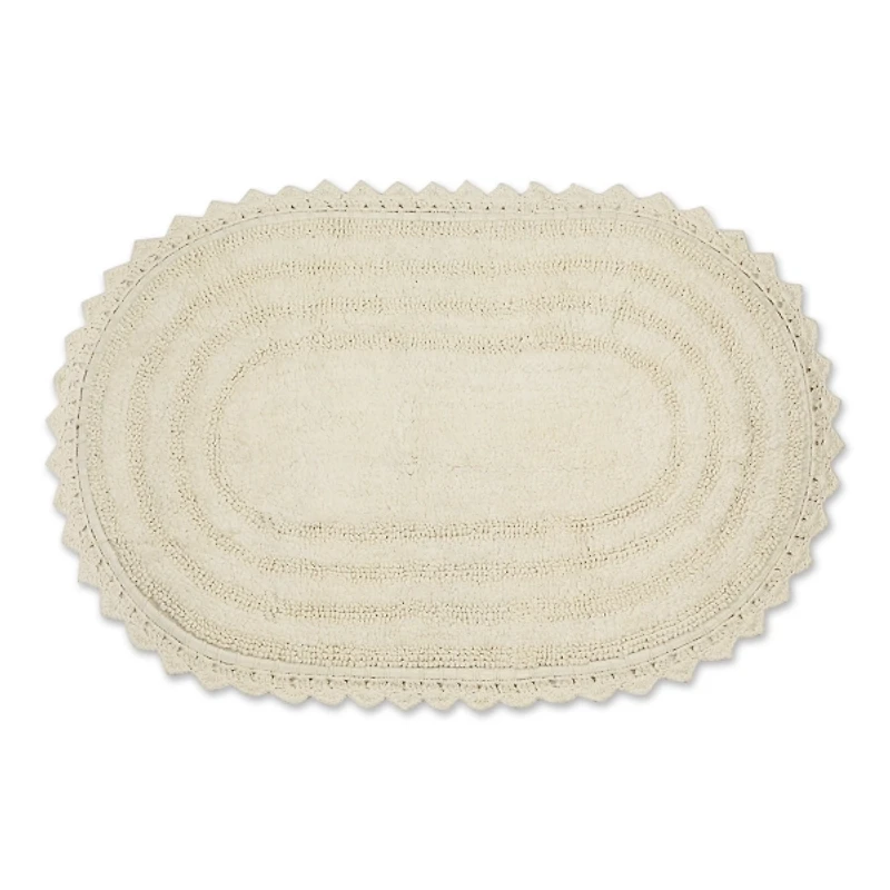 Oval Classic Ivory Crochet Bath Mat