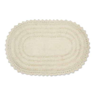 Oval Classic Ivory Crochet Bath Mat
