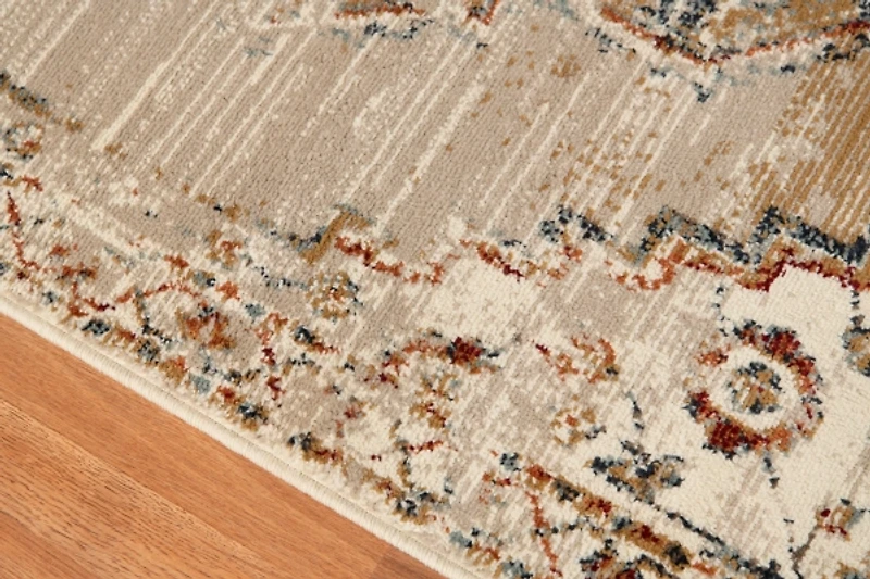 Beige and Gold Medallion Area Rug, 5x7