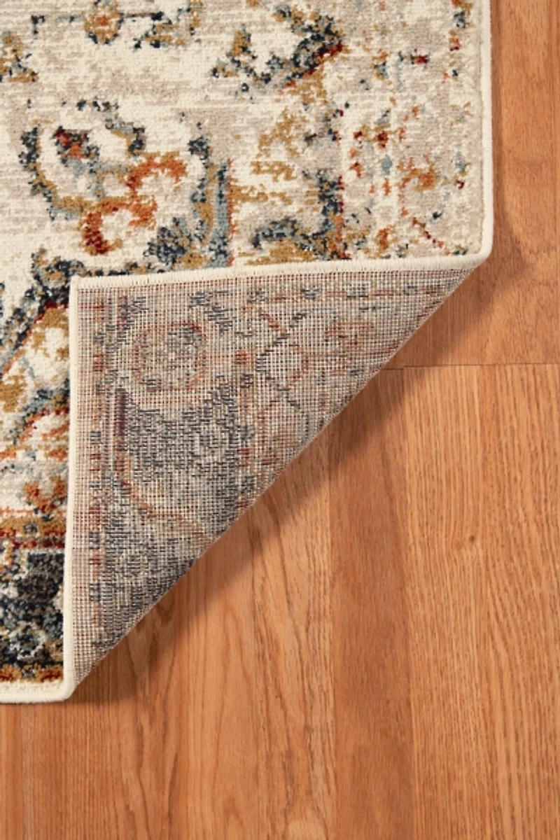 Beige and Gold Medallion Area Rug, 5x7