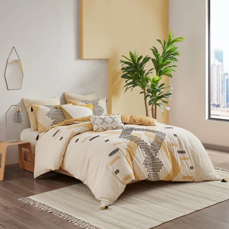 Yellow and Gray 3-pc. Full/Queen Comforter Set