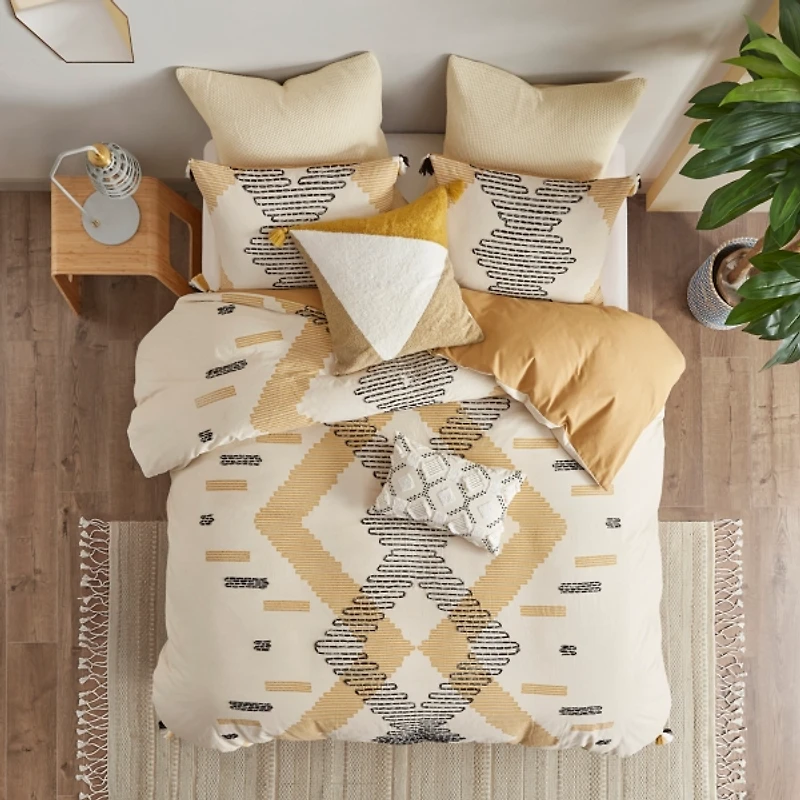 Yellow and Gray 3-pc. Full/Queen Comforter Set
