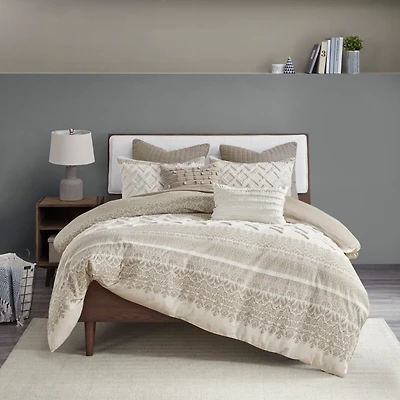 Gray and White 3-pc. Full/Queen Comforter Set