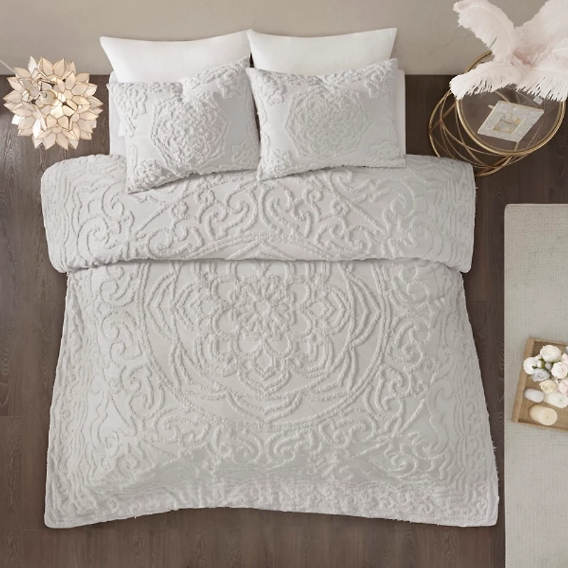 Gray Medallion Full/Queen 3-pc. Comforter Set