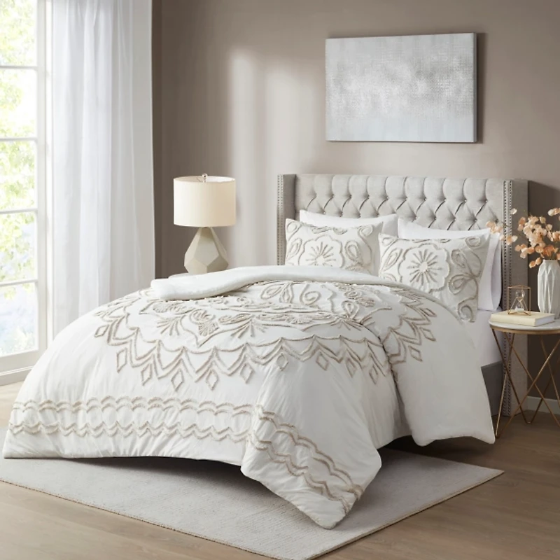 Cream Medallion California King Comforter Set