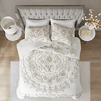 Cream Medallion California King Comforter Set