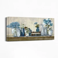 Blue Floral Desk Giclee Canvas Print, 40x20 in.